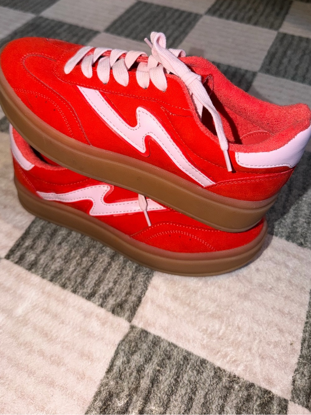 Madden Girl Red Platform Sneakers with White Accent